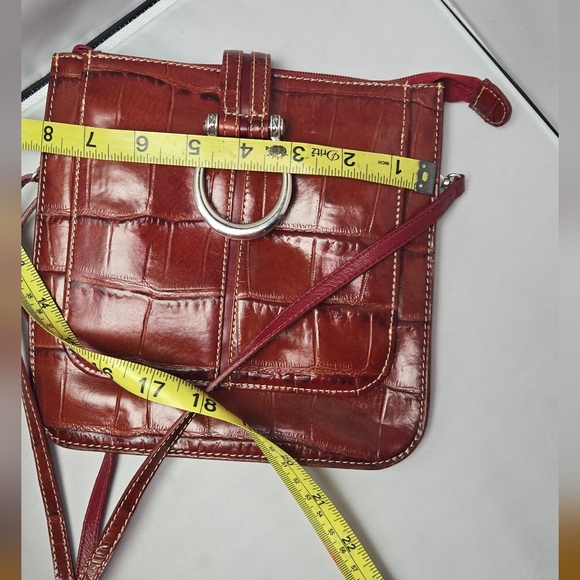 Brighton Croc-Embossed Wine Crossbody with Silver Ring - Picture 13 of 15
